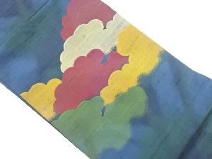 手織り紬雲模様織出し名古屋帯